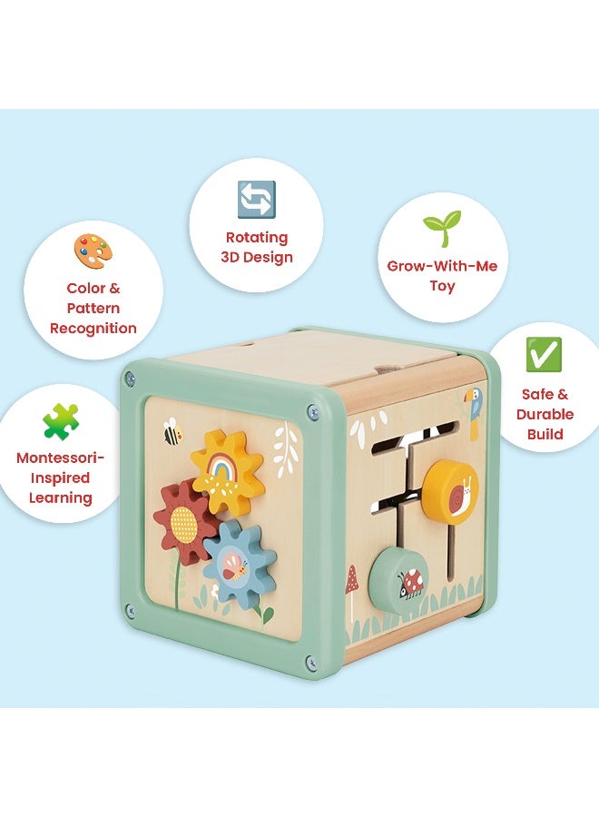 COGNIKIDS مكعب اللعب التعليمي للأطفال الصغار - لعبة مونتيسوري الحسية للتعرف على الألوان والأنماط - مكعب نشاط دوار ثلاثي الأبعاد للأطفال - لعبة لتطوير المهارات الحركية الدقيقة والقدرات المعرفية للأعمار من 1 إلى 3 سنوات+ - Image 3