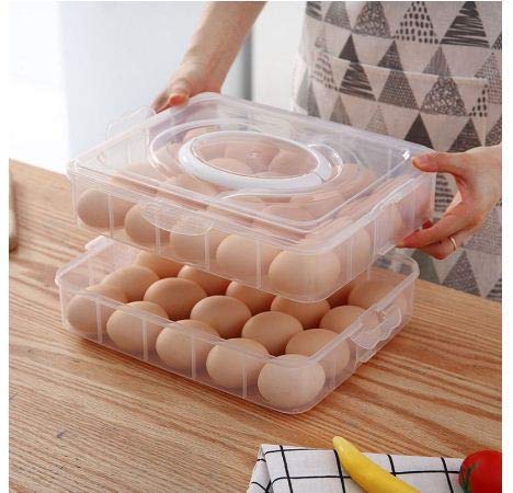 Drake Double Layer Egg Storage Container Plastic Portable Airtight Egg Holder with Lid Plastic Container with HandleMulticolour24 Grid - Image 4