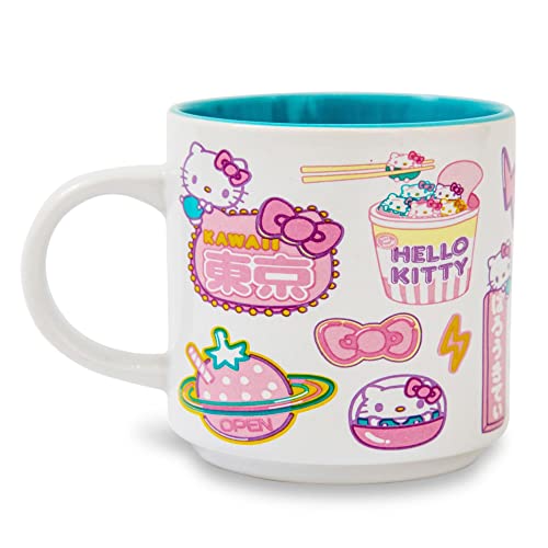 Silver Buffalo Sanrio Hello Kitty Kawaii Tokyo Allover Icons Ceramic Stacking  Large Coffee Cup For Espresso Caffeine Beverages Home  Kitchen Essentials  Cute Gifts and Collectibles  Holds 13 Ounces