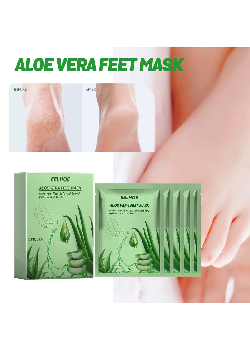 EELHOE Aloe Vera Foot Mask – Exfoliates, Softens & Brightens with Aloe Extract & Carbomer (1 Pair) - Image 2
