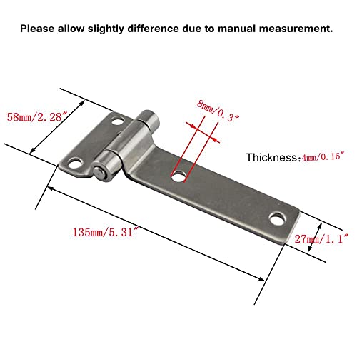 NRC&XRC 2Pack Stainless Steel 304 T-Shape Door Hatch Hinge 5.4”(135mm) for Container Vans Caravans Polish Marine Boat Hardware Counter Back Flap Hinges - Image 2