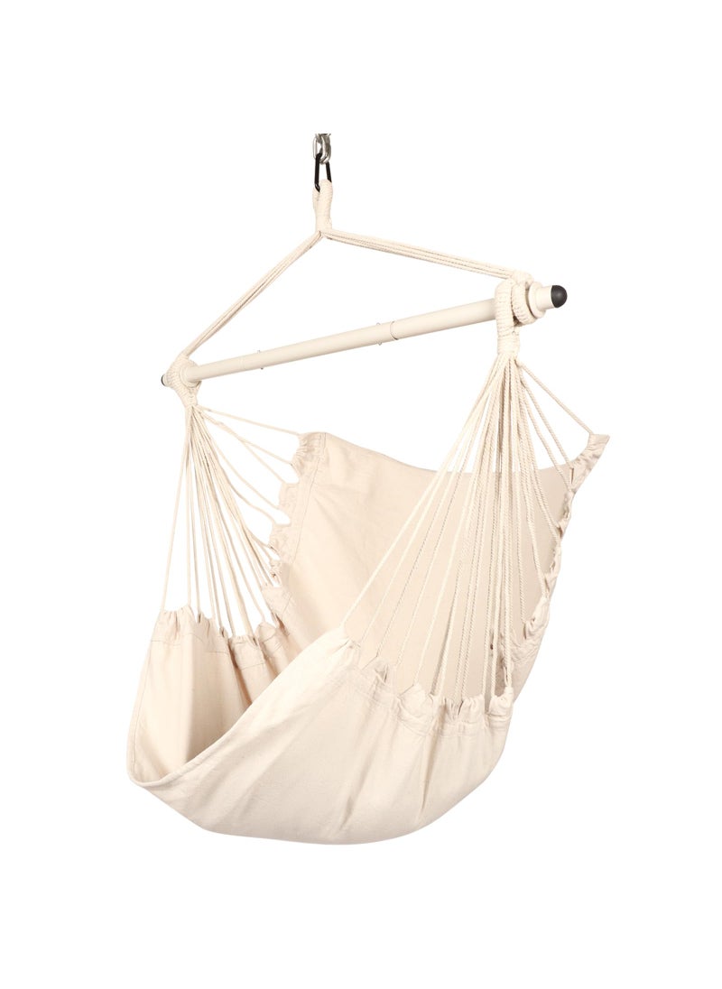 Highwild Highwild Hanging Rope Hammock Chair Swing Seat for Any Indoor or Outdoor Spaces  500 lbs Weight Capacity Beige 