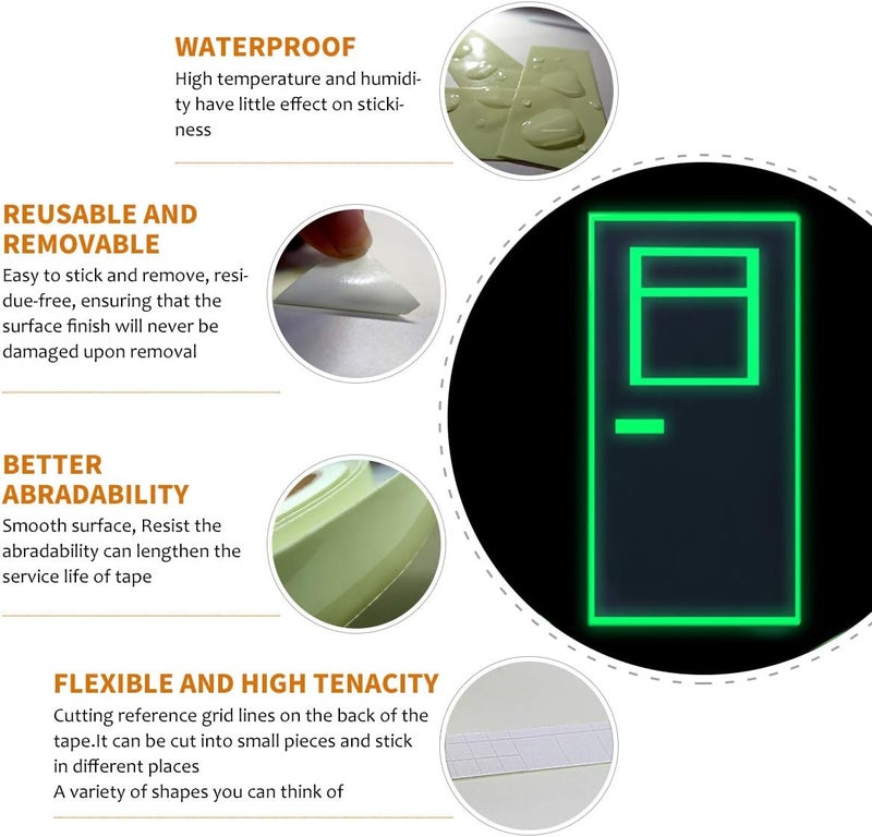 GLOCARNIVAL Glow in The Dark Tape 30 ft x 1 inch,Fluorescent Tape, Premium Quality Non-Toxic, Waterproof Stickers for Stairs,Walls,Steps and Exit Sign - Image 2