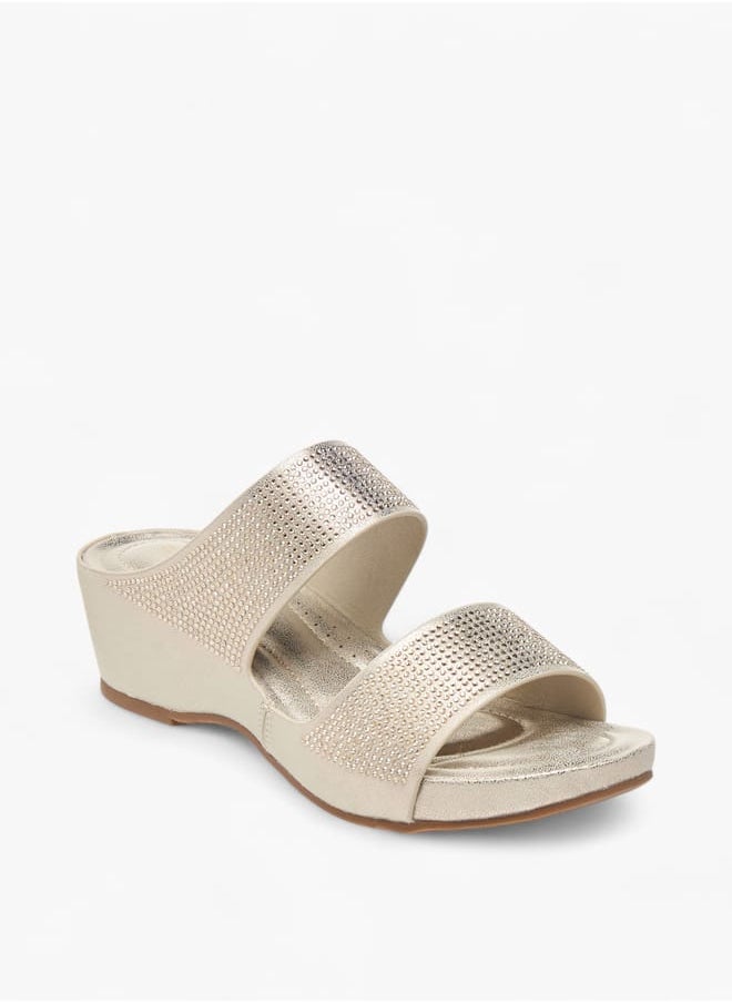 Flora Bella By Shoexpress Womens Embellished Slip-On Sandals With Wedge Heels  - Image 1