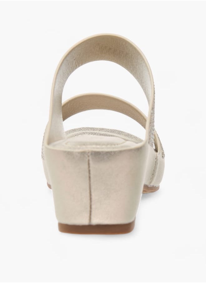 Flora Bella By Shoexpress Womens Embellished Slip-On Sandals With Wedge Heels  - Image 5