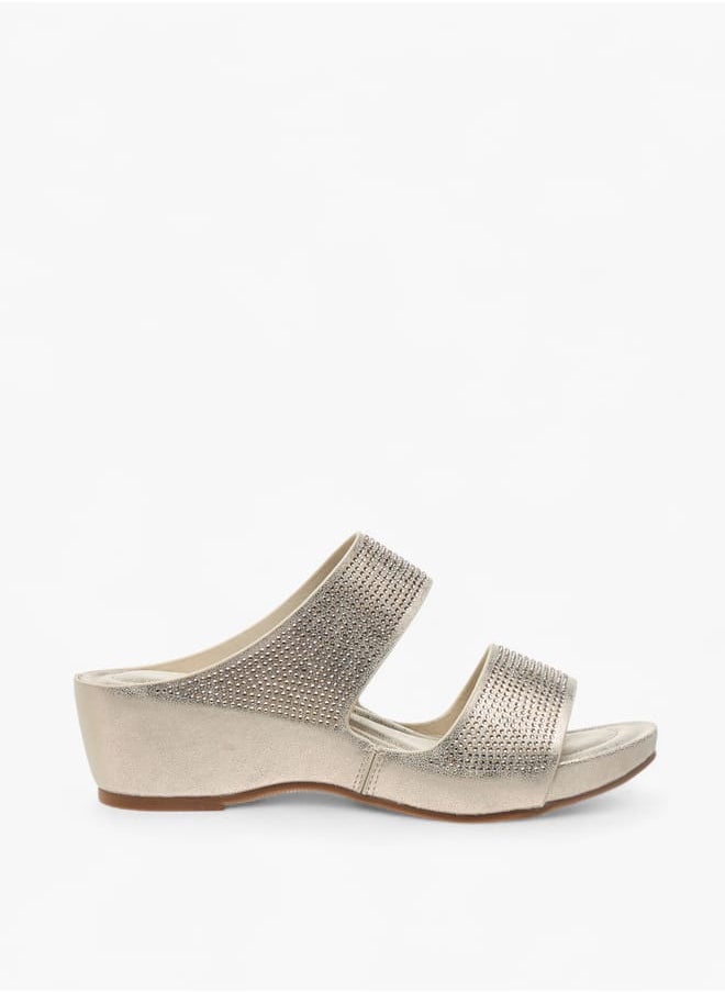 Flora Bella By Shoexpress Womens Embellished Slip-On Sandals With Wedge Heels  - Image 3