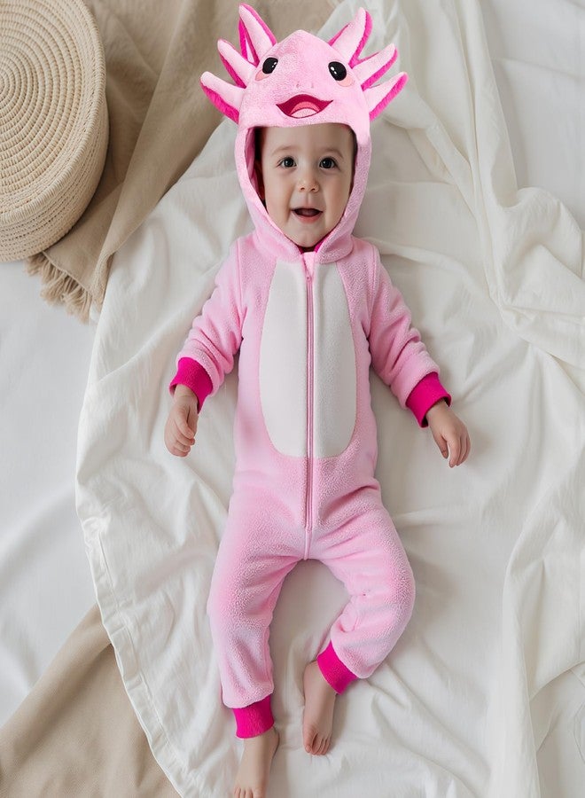 BemeyourBBs Baby Halloween Costume Unisex Baby Boy Girl Animal Costumes Long Sleeve Romper Jumpsuits Cosplay Party Outfits (Dinosaur Pink, 9-12 Months) - Image 2