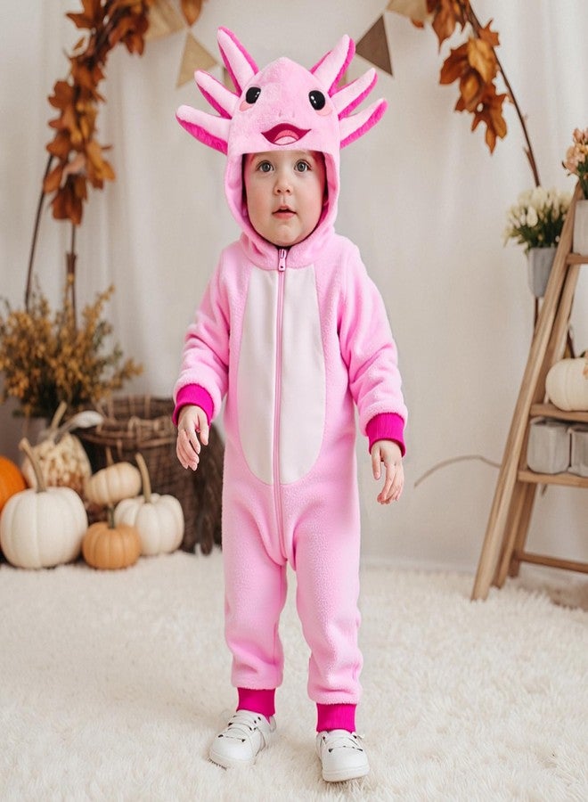 BemeyourBBs Baby Halloween Costume Unisex Baby Boy Girl Animal Costumes Long Sleeve Romper Jumpsuits Cosplay Party Outfits (Dinosaur Pink, 9-12 Months) - Image 3