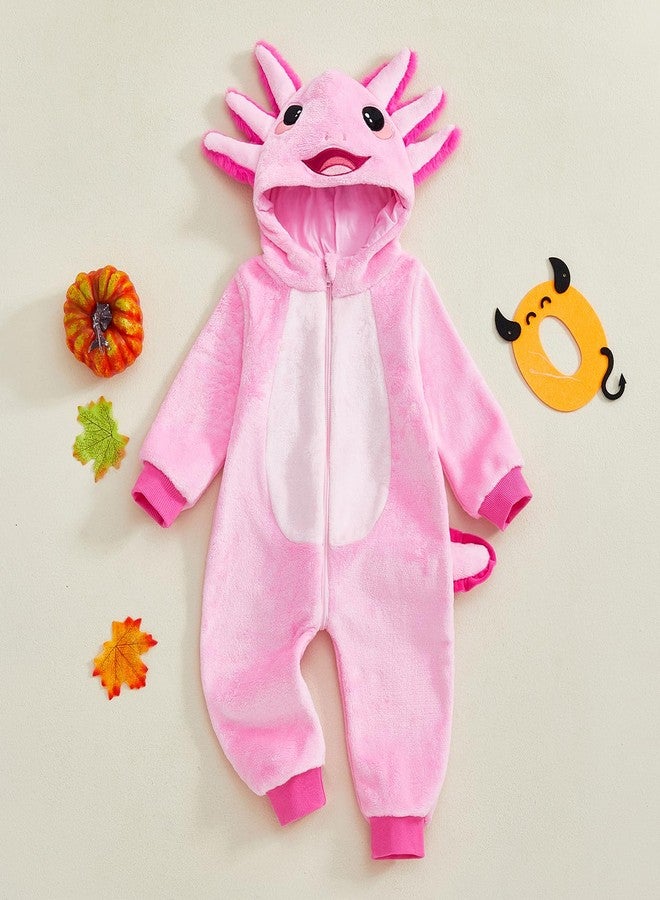 BemeyourBBs Baby Halloween Costume Unisex Baby Boy Girl Animal Costumes Long Sleeve Romper Jumpsuits Cosplay Party Outfits (Dinosaur Pink, 9-12 Months) - Image 4