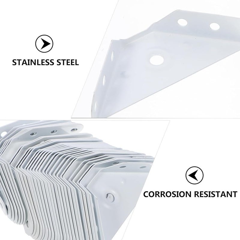 30 قطعة من دعامات الزوايا الفولاذية المقاومة للصدأ البيضاء - أقواس رفوف متينة للأثاث والخزائن - Image 4