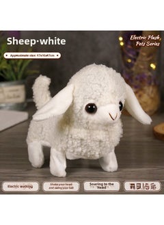 Generic Children's Simulated Teddy Rabbit Electric Pet Dog Plush Walking Barking Toy Electronic Pet Dog Toy-Color:Sheep ]-Specifications:Tow Rope Bell Battery Screwdriver  - Image 1
