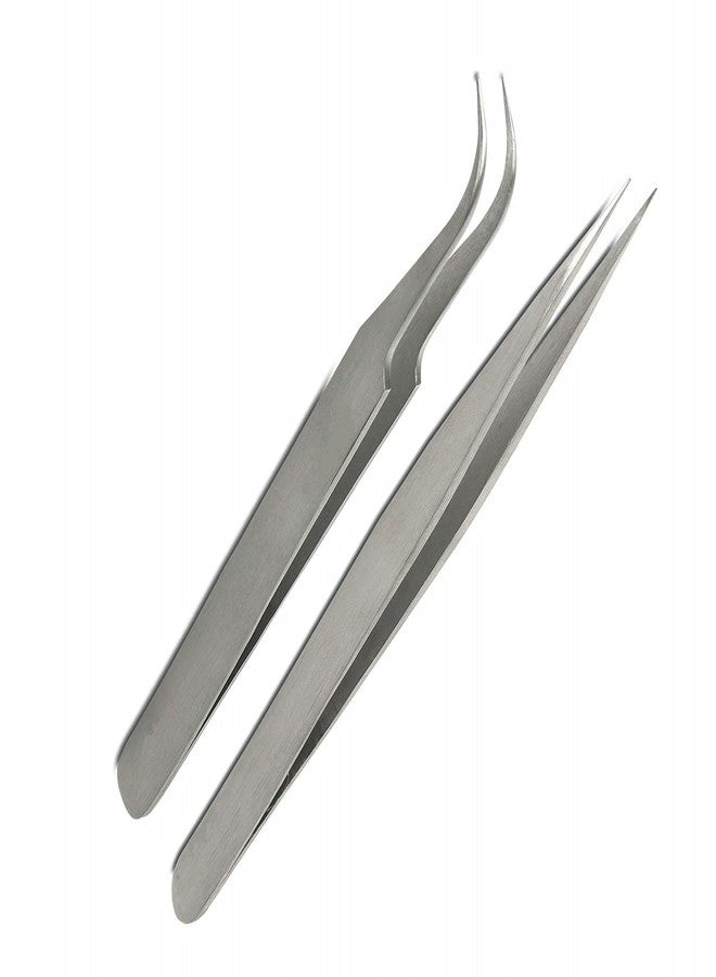 TECHDELIVERS® Multipurpose Stainless Steel Tweezer Set for Eyelash Extensions, False Eye Lashes, Nail Art - Manicure Pedicure Tool - Image 1