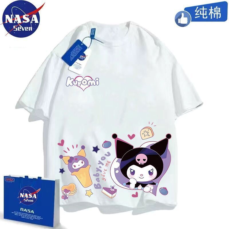 Nasa Joint Strawberry Bear Short-Sleeved T-Shirt For Boys And Girls Pure Cotton Cartoon Big Children'S Baby Top - Image 5
