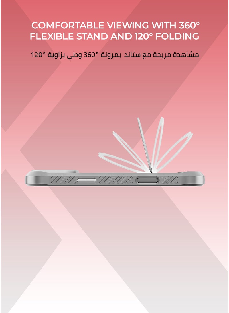 زوندا كفر ارمور اكس ايفون 17  ماج سيف لون رمادي فاتح - حامل قابل للدوران 360 درجة، حماية قوية بدرجة عسكرية،  مقاوم للخدش والصدمات، متوافق مع ملحقات MagSafe. - Image 4