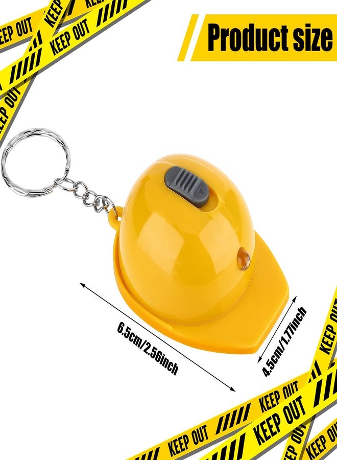 Bonuci 12 Pcs Construction Party Favors Mini Flashlight Keychain Miniature Helmet Flashlight Small Safety Hat Keychain for Man Construction Themed Birthday Party Prizes Supplies Gifts - Image 2