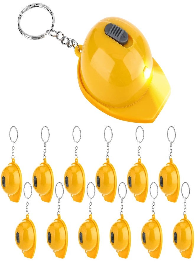 Bonuci 12 Pcs Construction Party Favors Mini Flashlight Keychain Miniature Helmet Flashlight Small Safety Hat Keychain for Man Construction Themed Birthday Party Prizes Supplies Gifts - Image 1