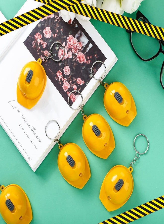 Bonuci 12 Pcs Construction Party Favors Mini Flashlight Keychain Miniature Helmet Flashlight Small Safety Hat Keychain for Man Construction Themed Birthday Party Prizes Supplies Gifts - Image 5