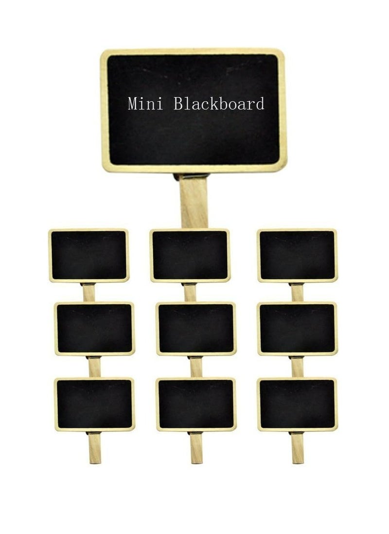 Oasisgalore 10 pc Mini Retangle Hanging Chalkboard with Wooden Blackboard Clip for Message Board Signs Wedding Birthday Party  - Image 1