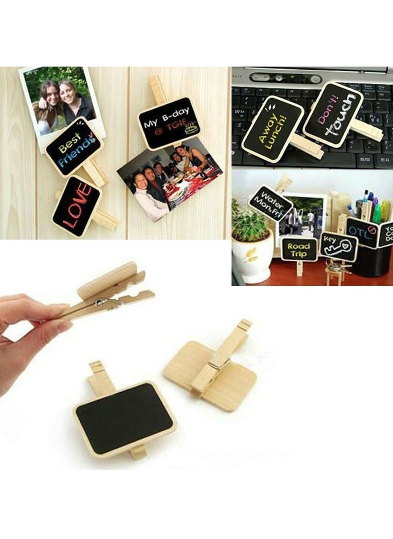 Oasisgalore 10 pc Mini Retangle Hanging Chalkboard with Wooden Blackboard Clip for Message Board Signs Wedding Birthday Party  - Image 5