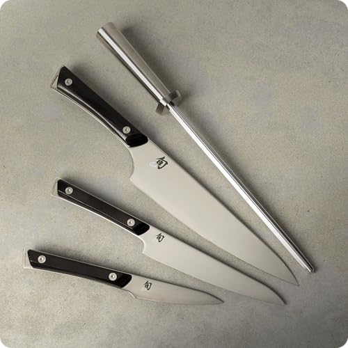 Shun Kazahana 5 Piece Starter Block Set, Includes 8" Chef, 3.5" Paring, 6" Utility Knives & More, Handcrafted Japanese Knife Block Set, AUS10A Stainless Steel Blades, Pakkawood Handles - Image 3