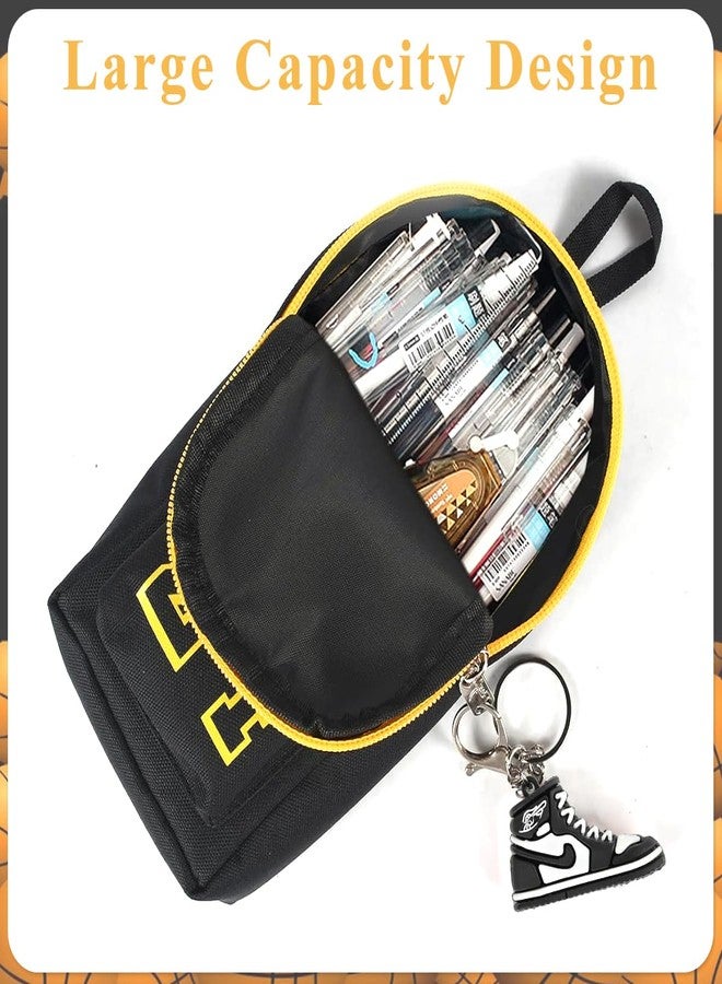 Climberty® Pencil Case Pencil Pouch with Sneaker Keyring Charm and Basketball Star Number 24 Lakers Theme Zipper Bag for Students 10x8x21cm Black Organizer - Image 4
