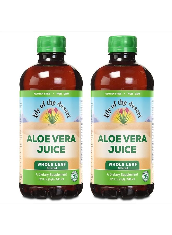 Lily Of the Desert Aloe Vera Juice - Whole Leaf Filtered Aloe Vera Drink, Organic Aloe Juice with Natural Vitamins, Digestive Enzymes for Gut Health, Wellness, Glowing Skin, 32 Fl Oz (Pack of 2) - Image 1