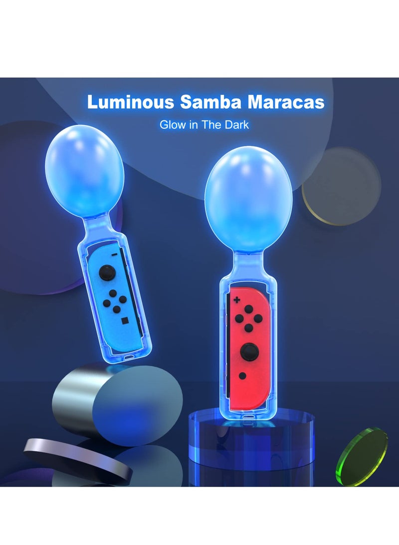 SYOSI Sand Hammer Switch Hand Grip, Party Central Maracas for Nintendo Switch, Gaming Accessories for Samba De Amigo, Switch Joycons Grips for Samba De Amigo Game (2 Pack) (Glow Blue) - Image 2