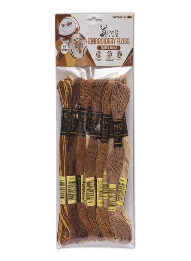 UMC STAG 12 Pieces | Premium Embroidery Thread | 100% Egyptian Cotton Premium Skeins | Cross Stitch Embroidery Floss | Oeko TEX Certified Stranded Cotton (Brown Tones) - Image 3