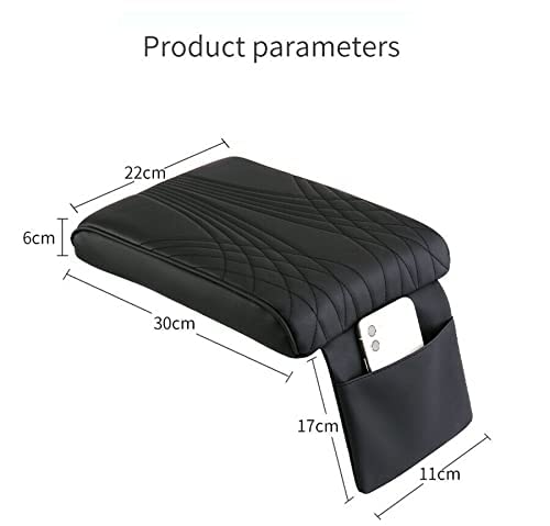 Automaze Center Console Arm-rest Cover Pad With Mobile Pocket Universal Fit for SUV's, Car Armrest Seat Box Cover, Leather Auto Armrest Cover (Black With Red Piping) - Image 5