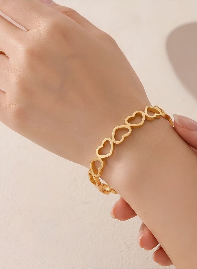 aeen 18K Gold Plated Heart Hollow Bracelet – Elegant Bohemian Style Bangle for Women, Gift for her - Image 4