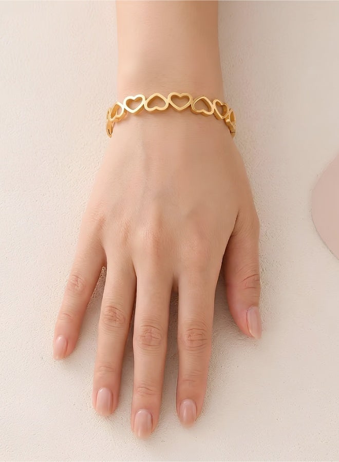 aeen 18K Gold Plated Heart Hollow Bracelet – Elegant Bohemian Style Bangle for Women, Gift for her - Image 5