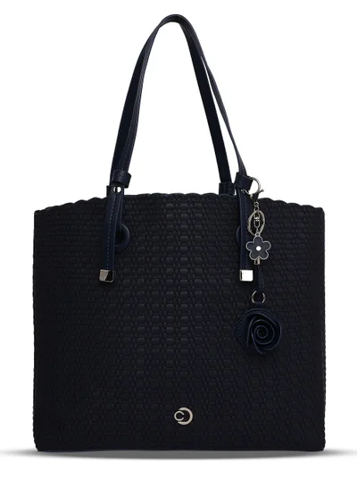 CAPRESE Caprese Andrea Abstract Navy Faux Leather Small Tote Handbag