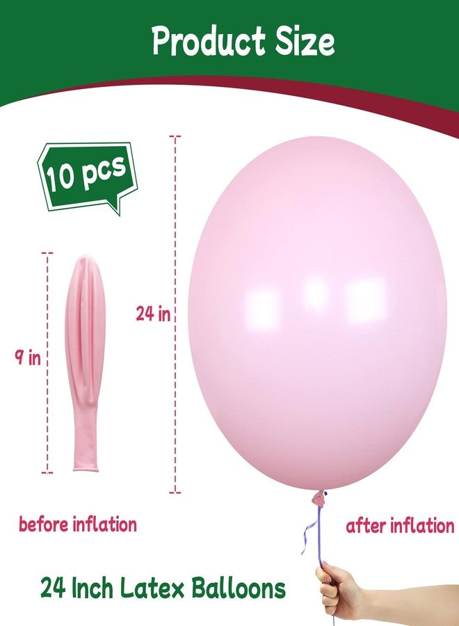 AZOWA 24 Inch Pink Balloon 10 Large Latex Balloons for Party Wedding Birthday Baby Shower Decoration (Pink, 10 Pcs) - Image 2