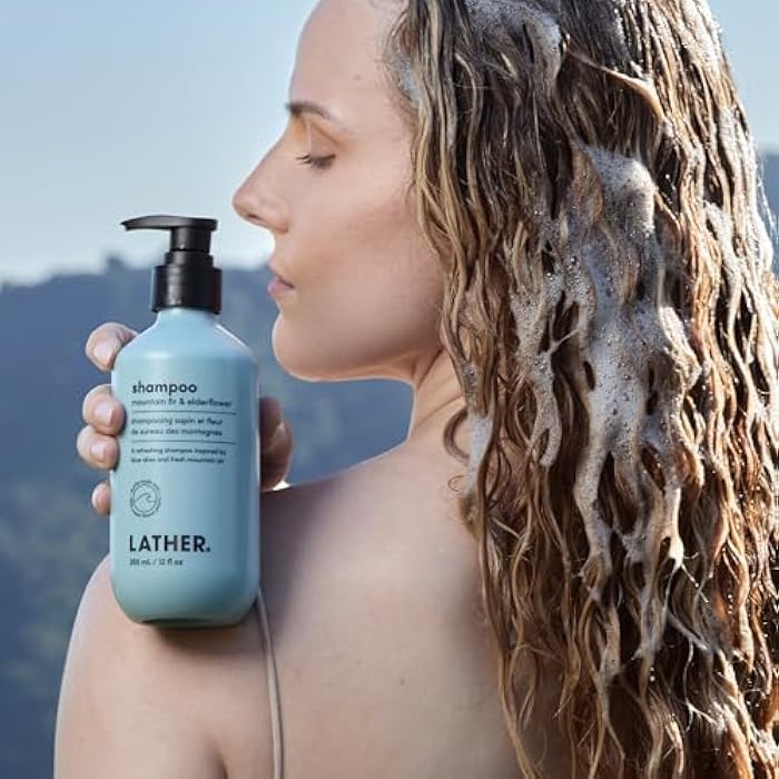 LATHER Mountain Fir & Elderflower Shampoo | Nourishing & Refreshing Hair Care | Natural Ingredients for All Hair Types | Paraben & Sulfate-Free | Gentle Cleansing & Invigorating Scent | 12 oz - Image 2
