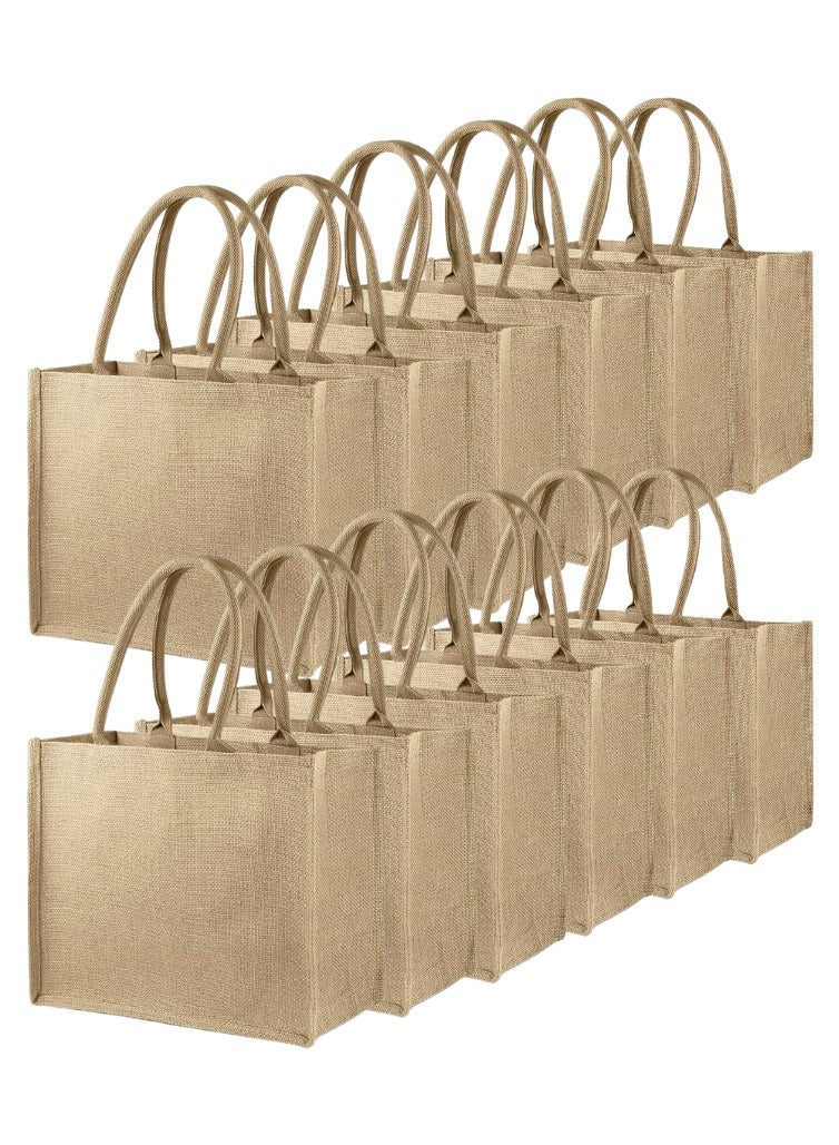 Pearl Coast EcoChic Jute Tote Bags | Pack of 12 | Durable, Stylish & Reusable - Image 1