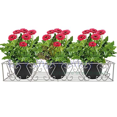 D&V ENGINEERING - Creative in innovation D&V Engineering Metal Railings Pot Stand │Hanging pot stands for plants in balcony Railings (Fixed Hanger, Pack of 1-Grey) - Image 1