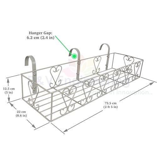 D&V ENGINEERING - Creative in innovation D&V Engineering Metal Railings Pot Stand │Hanging pot stands for plants in balcony Railings (Fixed Hanger, Pack of 1-Grey) - Image 2