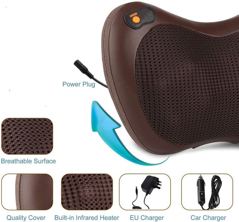 Clopic Back Neck Massager with Heat Massage Pillow with Deep Tissue Kneading for Shoulders Lower Back Leg Calf Body Muscle, Gifts for Mom Dad at Car Home Office Chair - Image 4