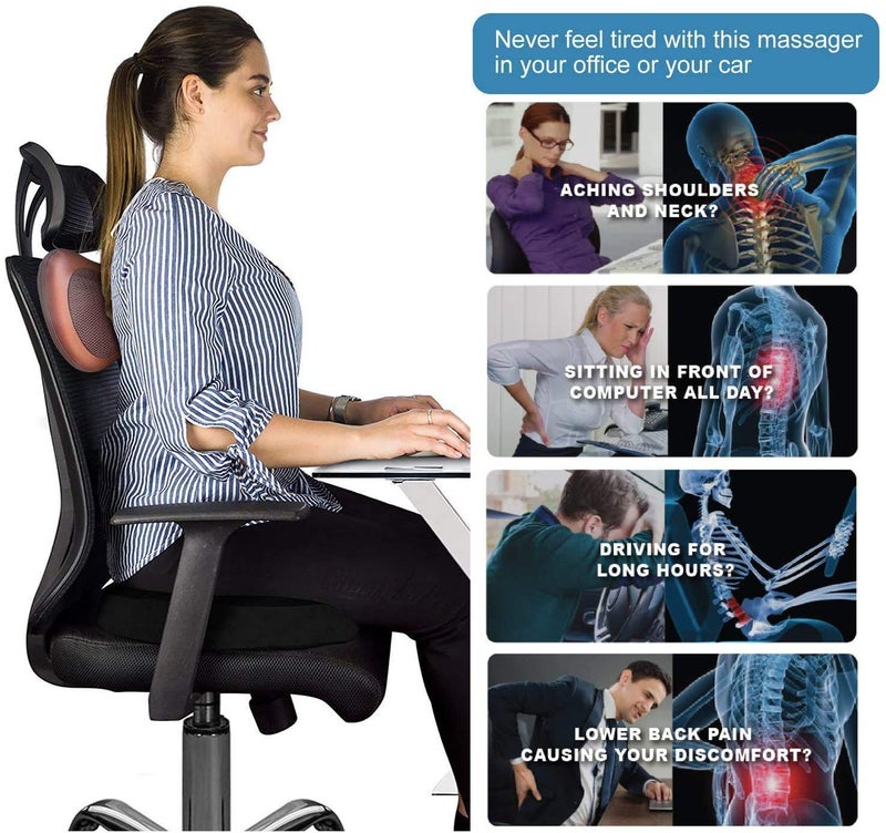 Clopic Back Neck Massager with Heat Massage Pillow with Deep Tissue Kneading for Shoulders Lower Back Leg Calf Body Muscle, Gifts for Mom Dad at Car Home Office Chair - Image 2