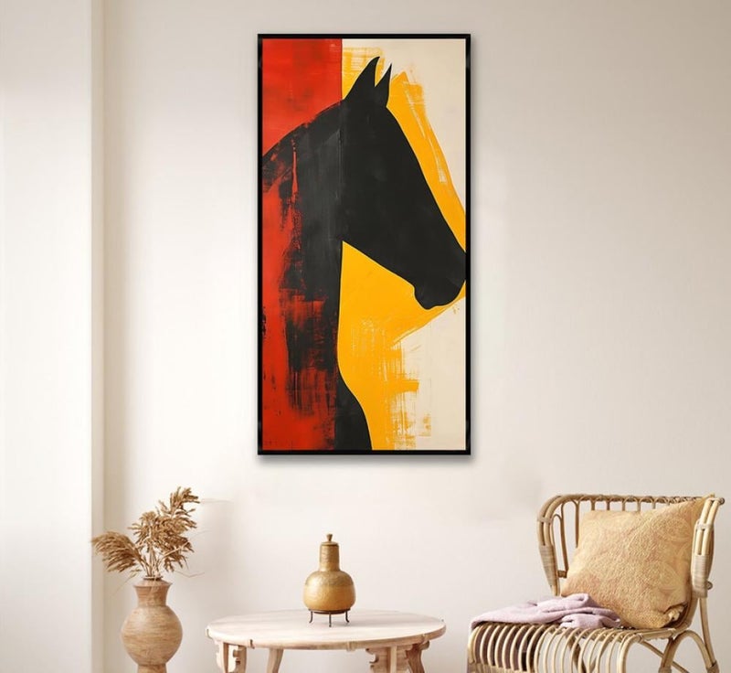 ماركتنا لوحة قماشية بتصميم حصان مع برواز مجوف بمقاس 100×50 سم , قطعة واحدة - Image 3