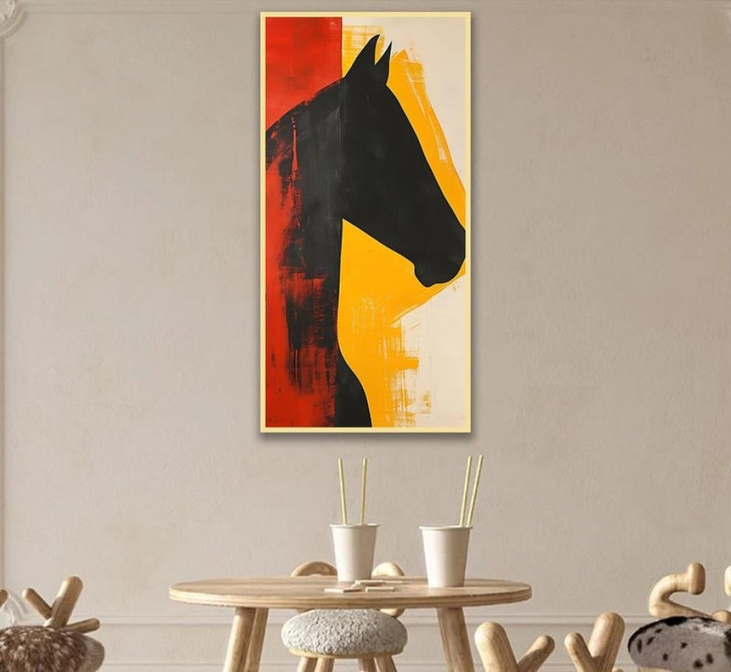 ماركتنا لوحة قماشية بتصميم حصان مع برواز مجوف بمقاس 100×50 سم , قطعة واحدة - Image 2