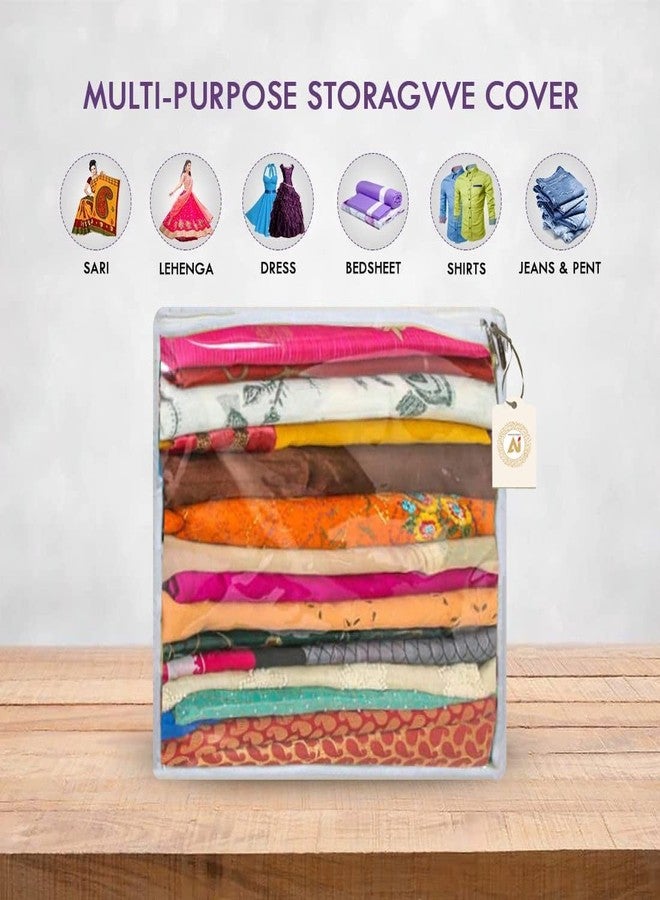 AARON INC حقيبة تخزين الساري من آرون | صندوق تنظيم ملابس فاخر | غطاء ملابس كبير بتصميم منقط | قماش متين، نافذة شفافة | عبوة من 5 قطع AWPM11388 - Image 5