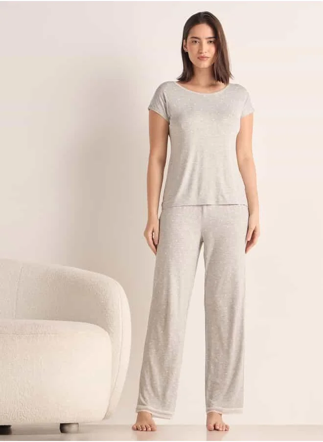 فاف Printed Round Neck Top and Pyjama Set