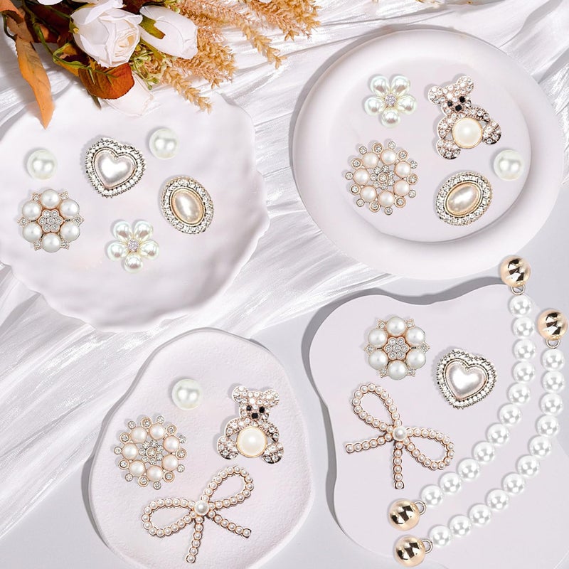 Everfunny Charms for Bogg Bag Pearls Flowers Pearls Bow Chain for Bogg Bag Simply Southern Beach Bag Totes Accessories Charms Compatible, Pearl Bag Insert for Beach Tote Bag - Image 3