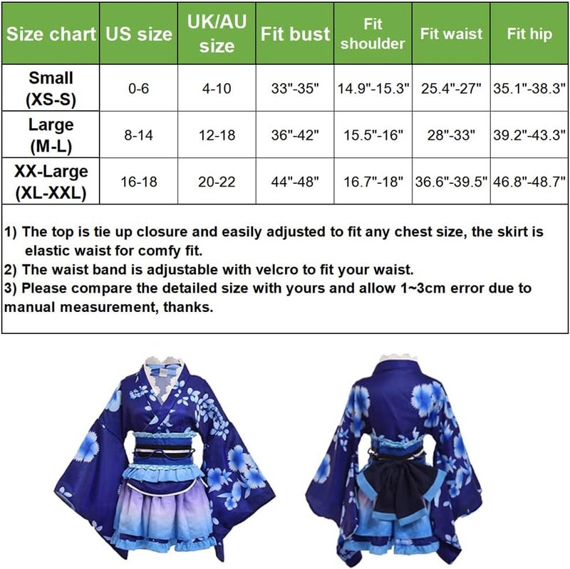 GRACEART Japanese Yukata Kimono Costume Anime Cosplay Robe for Women and Girls - Blue - Image 3