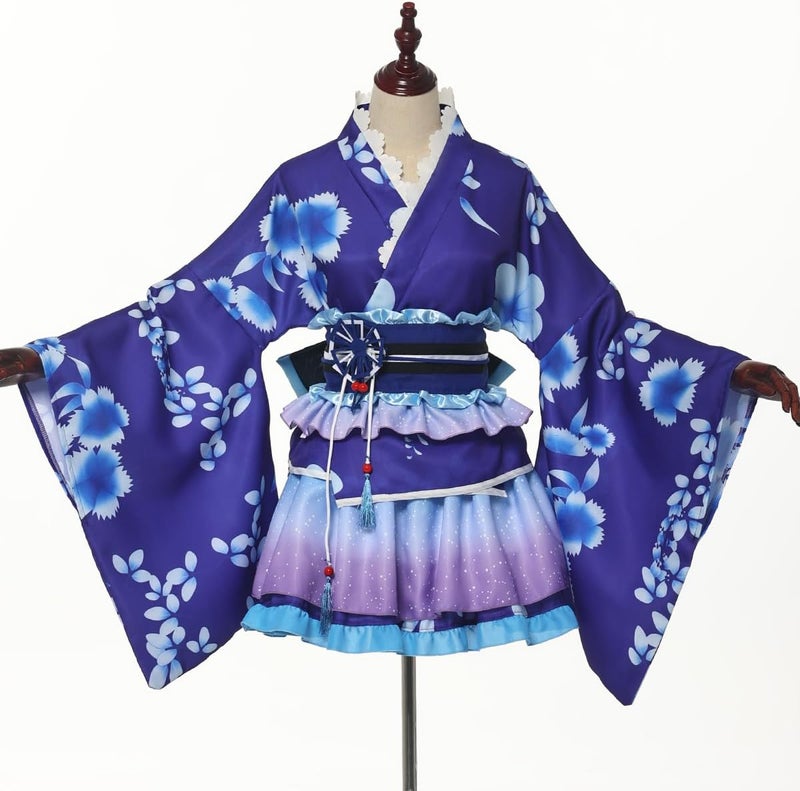 GRACEART Japanese Yukata Kimono Costume Anime Cosplay Robe for Women and Girls - Blue - Image 4