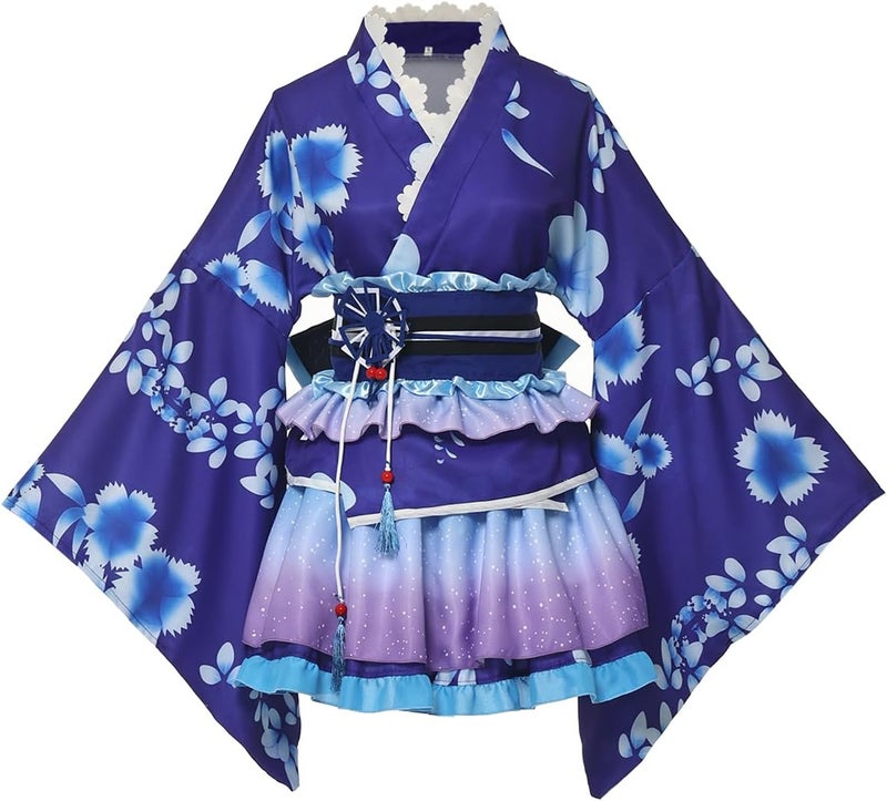 GRACEART Japanese Yukata Kimono Costume Anime Cosplay Robe for Women and Girls - Blue - Image 1
