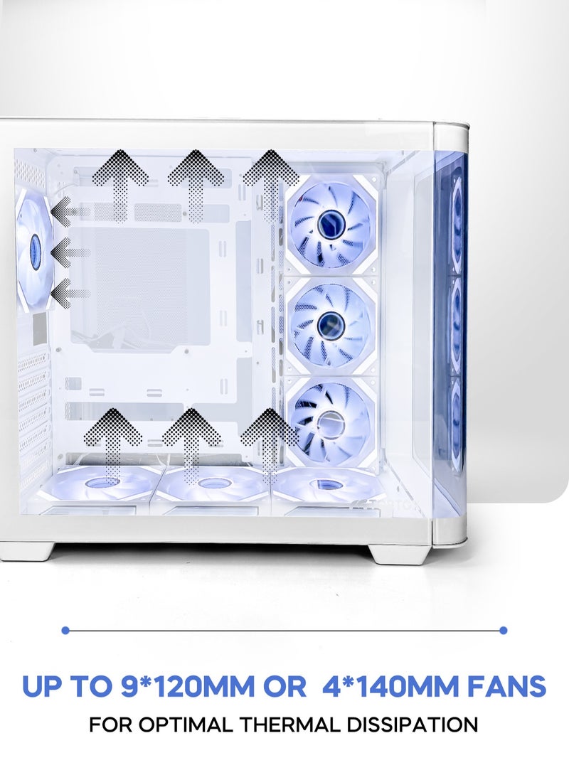 Curvo Gaming PC Case ATX/M-ATX/ITX Gaming PC Case with 7 * 120mm ARGB PWM Case Fans, 360MM Radiator Support, Type-C USB Port, 3*SSD Slot Gaming Case - Image 5