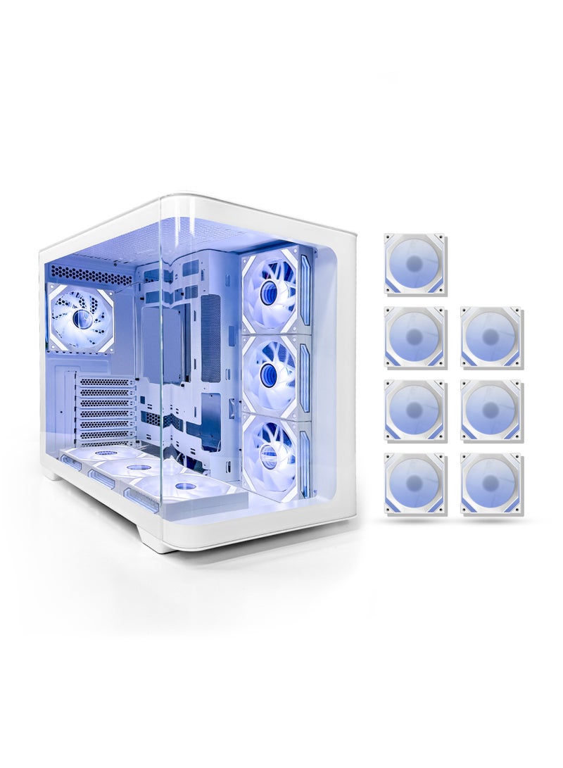 Curvo Gaming PC Case ATX/M-ATX/ITX Gaming PC Case with 7 * 120mm ARGB PWM Case Fans, 360MM Radiator Support, Type-C USB Port, 3*SSD Slot Gaming Case - Image 1