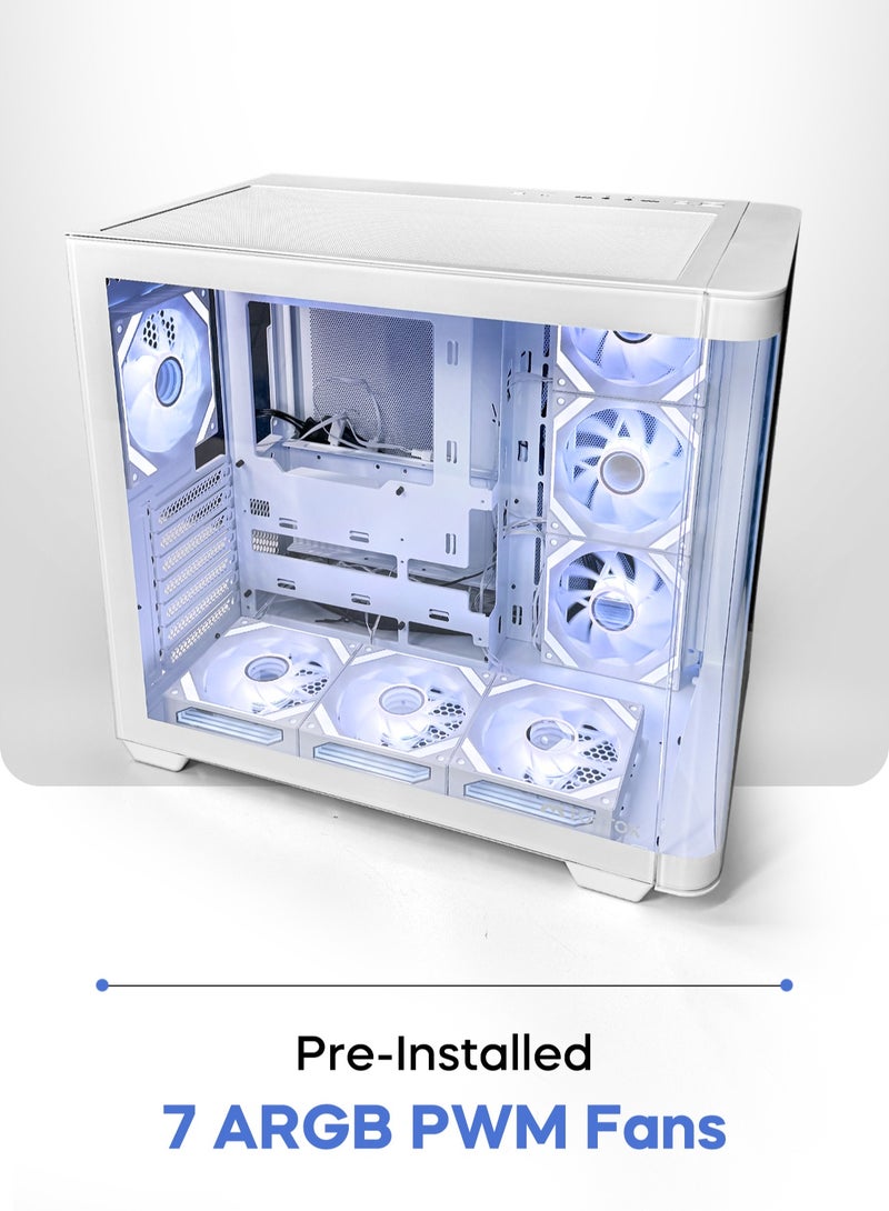Curvo Gaming PC Case ATX/M-ATX/ITX Gaming PC Case with 7 * 120mm ARGB PWM Case Fans, 360MM Radiator Support, Type-C USB Port, 3*SSD Slot Gaming Case - Image 2